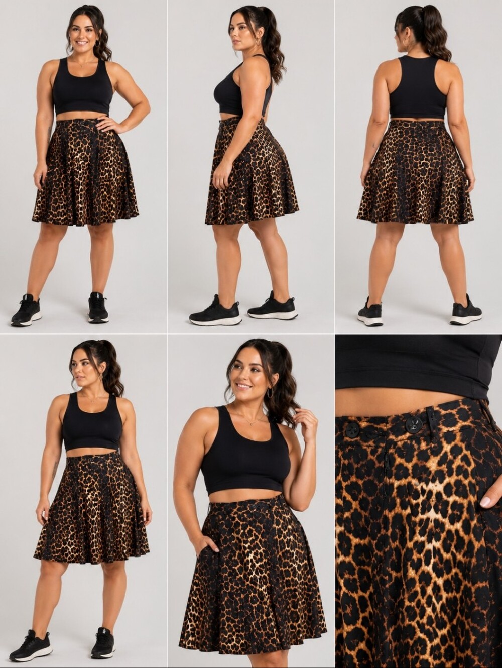Bunny Panthera Leopard Print Skater Skirt Large Pinup Rockabilly Retro Goth NWT